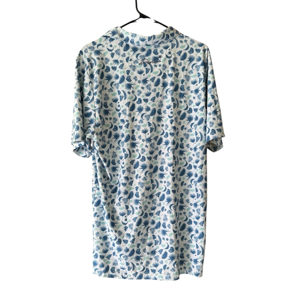 Sunday Crew Blue/Teal Polo Golf Shirt. Men’s Large. Blue white pattern. - Picture 2 of 7